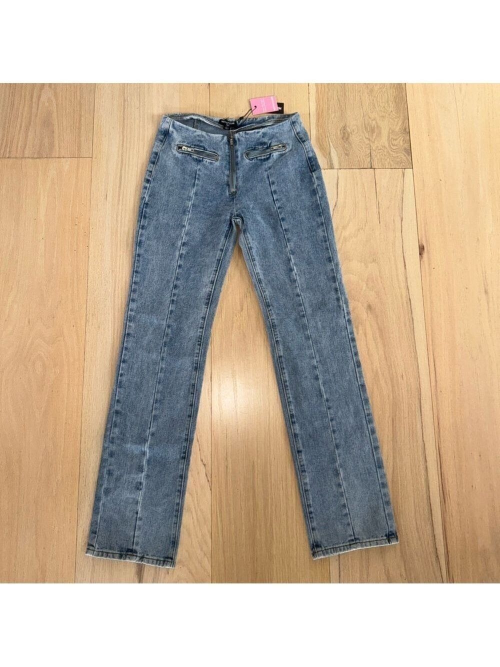 PrettyLittleThing Tall Light Blur Wash Straight Leg Size 4 NWT